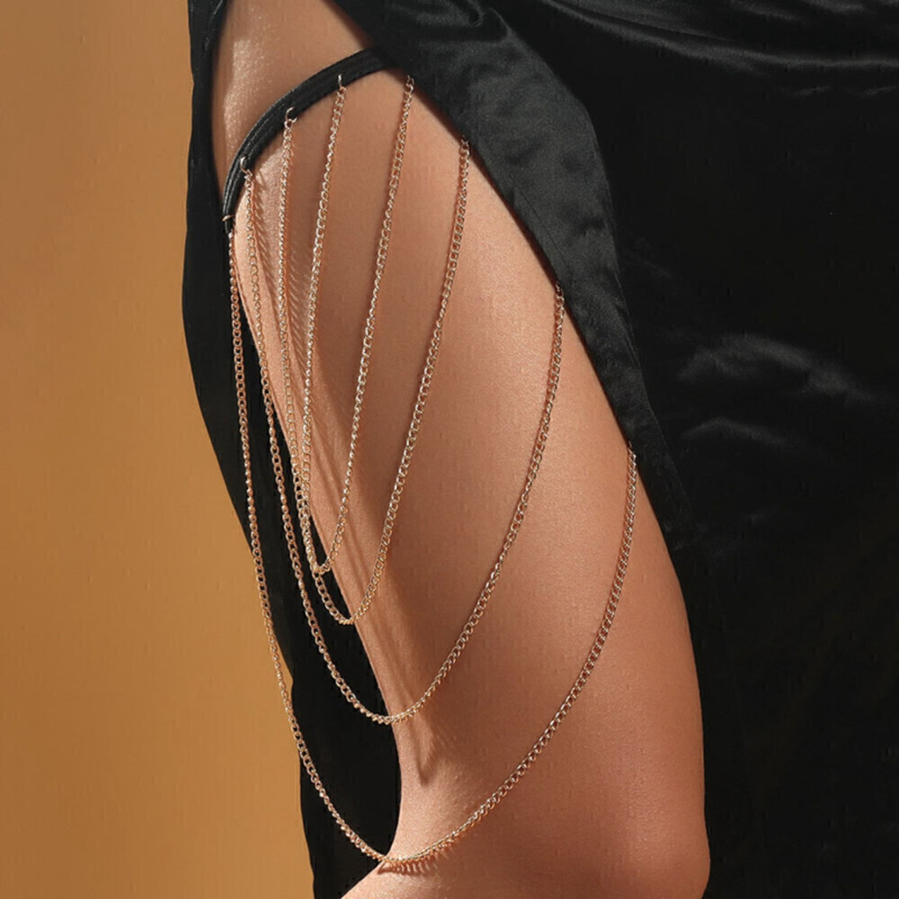 Multi Layered Leg Chain In Gold